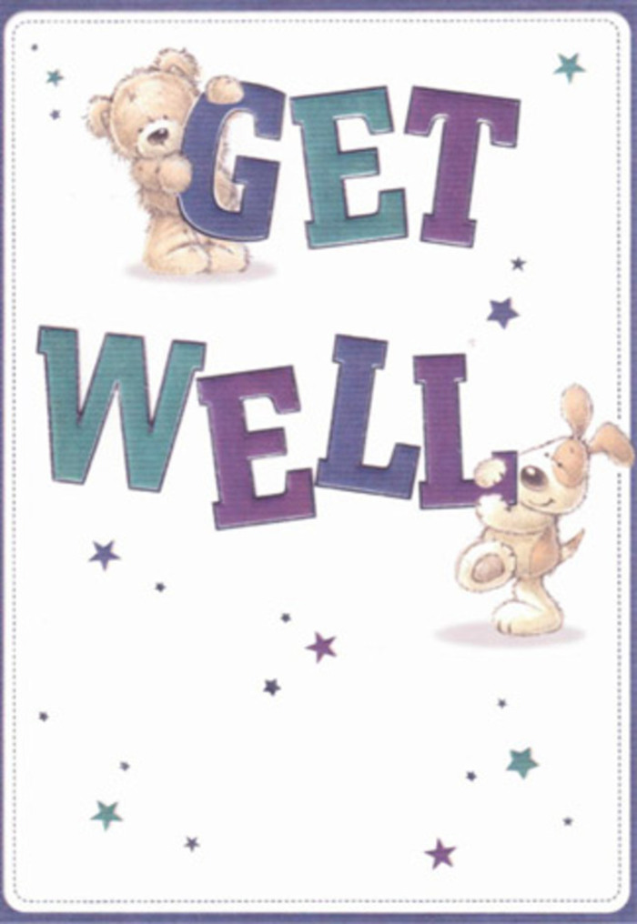 This get well card, brimming with positivity, captures the spirit of Finchley's welcoming corners-a comforting bear and an exuberant puppy come together in support and cheer. Across a field of soft ivory, playful stars drift like confetti, their glow echoing the optimism often found in the window displays of local florists on Ballards Lane. The robust lettering in purple and aqua shades builds a foundation of reassurance, while the bear's plush, chocolate-hued fur and the floppy, cream-coloured puppy invite the viewer to imagine a gentle embrace. The textural details-from the plushness of the bear's arms to the puppy's tousled ears-evoke the tactile pleasure of holding a freshly arranged bouquet, each element thoughtfully curated by a Finchley florist. The design's clarity, its bright use of colour and open spacing, invoke the refreshing calm of a walk through Victoria Park, a breath of clean air in times of recovery. The emotional warmth here extends beyond mere illustration-it's a meditation on kindness, light, and the comforting rituals we share in Finchley, such as delivering well wishes accompanied by blooms in their peak freshness.