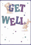 Warming the heart with its playful energy, this get well card is a celebration of friendship and hope, deeply rooted in the everyday joys of Finchley. Centered on the scene, a plush teddy bear beams from atop the bright, indigo 'GET,' its golden fur softly textured and inviting-a reminder of the cozy gatherings found in Finchley's favorite local cafés. The puppy, floppy-eared and exuberant, curls around the bold 'WELL,' its presence exuding affectionate optimism reminiscent of friendly pets spotted in local parks. The typography, rendered in vibrant purples and teals, pops against a clean cream backdrop, while scatterings of stars in various shades cast a magical shimmer across the design, mirroring the joyful possibilities of a new floral delivery from Flowers Finchley. The creatures' expressive faces are sculpted with care, lending authentic emotion to every glance. This card delivers not just a simple message, but a full embrace-a moment of care akin to receiving a bouquet lovingly prepared in Finchley, fresh and fragrant, ready to offer comfort and make recovery brighter.